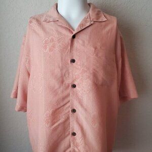 Caribbean Coral Peach Short Sleeve Hawaiian Camp Shirt SZ XL